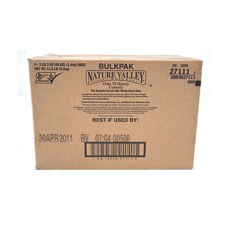 NATURE VALLEY Nature Valley Oats 'N Honey Granola Cereal 50 oz., PK4 16000-27111